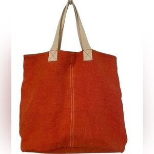 Stylish Orange jute summer everyday tote beach bag